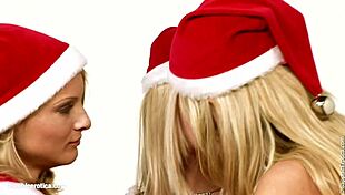 Santa Surprise with Sharon, Cayenne, and Katerina in Erotic Lesbian Threesome
