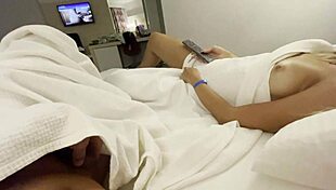 my stepsister gives me a handjob while i watch tv