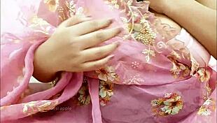 Latina teen 18+ wearing saree in intimate family setting