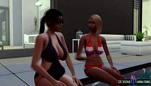 i invite my straight neighbor to the pool for plastic cock tasting