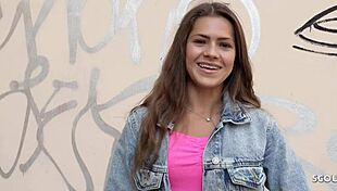 German scout picks up cute shy teen Serina Gomez for a model job. He fucks her outdoors with deepthroat and jeans on.