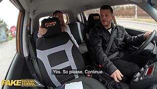 i fucked the fake driving instructor with big natural tits in pov