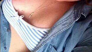 Blonde teen flaunts her big sexy tits