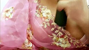 Latina teen 18+ wearing saree in intimate family setting