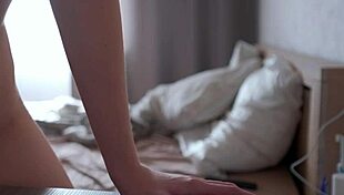 Step Sister Rubs Pussy and Cums on Desk