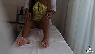 Latina wife feels intense pleasure during tantric massage session
