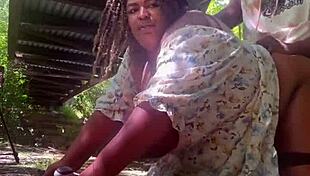 Fucking under the public park bridge with big cock and tits