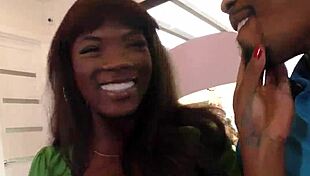 Ebony slut takes hard fat cock