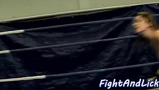 Muscular Dyke Gets Pussy Licked After Intense Wrestling Match