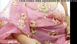 Latina teen 18+ wearing saree in intimate family setting