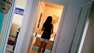 voyeur catches my shower with close-up natural tits