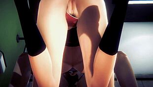 Hentai girl gets blowjob and public toilet fuck with monster cock in japanese anime