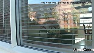 Unfaithful British milf Sonia flaunts huge wet breasts