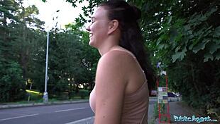 public agent kiara flow flaunts sexy long legs before a rough pov quickie outdoors