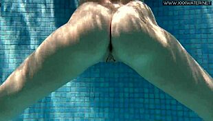 Nicole Pearl super hot and horny shaking ass in the pool with small tits