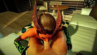 Beautiful demon girl sucks monster cock in pov 😈