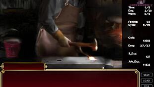 Black smith today can only cum outside in this hentai game episode.