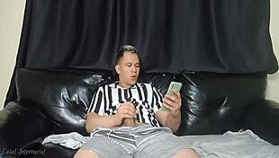 Caught my husband masturbating, so I helped him cum inside me?