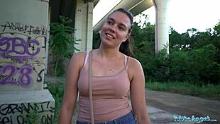 public agent kiara flow flaunts sexy long legs before a rough pov quickie outdoors