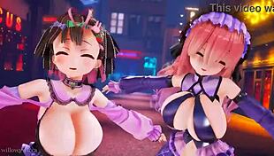 दो लड़कियां 3डी में बीट पर थिरक रही 😎