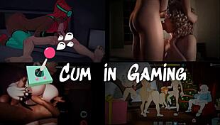 Tanned girl Natsuki in hentai game, pervy carpenter massages massive boobs