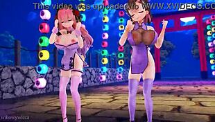 दो लड़कियां 3डी में बीट पर थिरक रही 😎