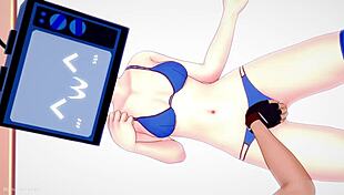 TV woman strips bikini for intense bed fuck