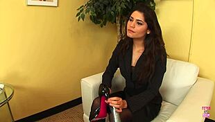 Brunette Patient Banged Hard by Doctor on Couch with Dildo and Facial