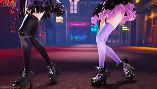 दो लड़कियां 3डी में बीट पर थिरक रही 😎