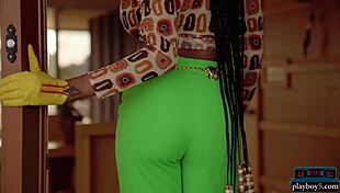 Ebony model Nyla rips clothes to show huge natural tits