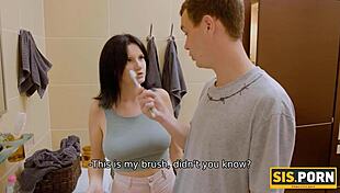 Busty Russian Girl Scolds Stepbro Before Riding His Shaved Pussy Hard