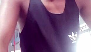 Two young guys from gym fuck unknown woman hard, cumming inside