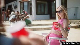 Blacked Violet Myers handles eight big black cocks in her first gangbang.