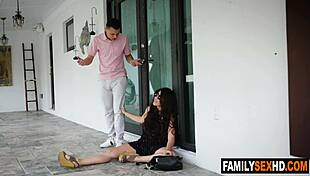 horny stepmom sneaks a wild session with stepson in secret.