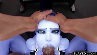 Blonde hentai girl feels intense creampie after monster anal. She moans in pleasure.