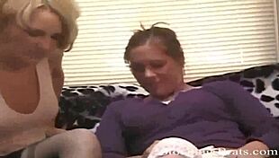 She licks my silky thighs in pantyhose femdom session