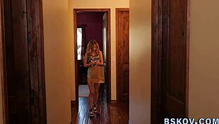 Skinny blonde rides big cock