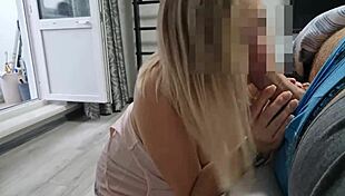 Stepdaughter sucks stepfather's big dick