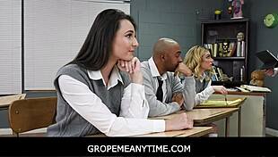 Teen student daydreams about being groped and freeused in class