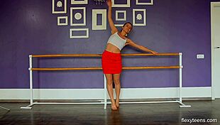 Yanna performs flexible gymnast routines in gym