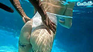 Hot teen amateur gets slammed by big black cock underwater on webcam