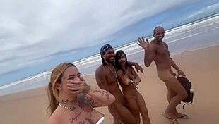 Went with my friend to flash at a nudist beach for big guys