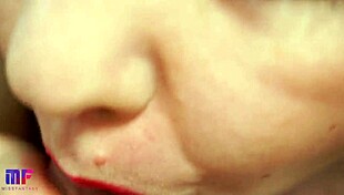 This babe delivers the best blowjob with red lips in close-up pov