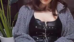 look at this cute boy-girl stroking her dick