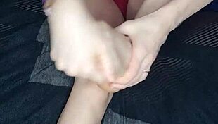 A blonde milf gives jerk off instructions while solo