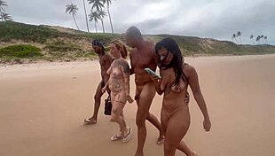 Went with my friend to flash at a nudist beach for big guys