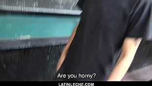 latinleche - sexy latino boy gets covered in cum by four hung guys