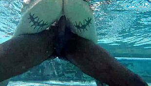 Hot teen amateur gets slammed by big black cock underwater on webcam