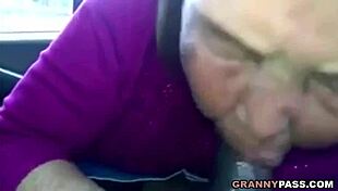 Hey granny, why suck that black cock in the car?