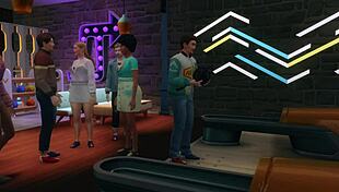 gangbang at bowling alley with blowjobs and cunnilingus on blonde tits